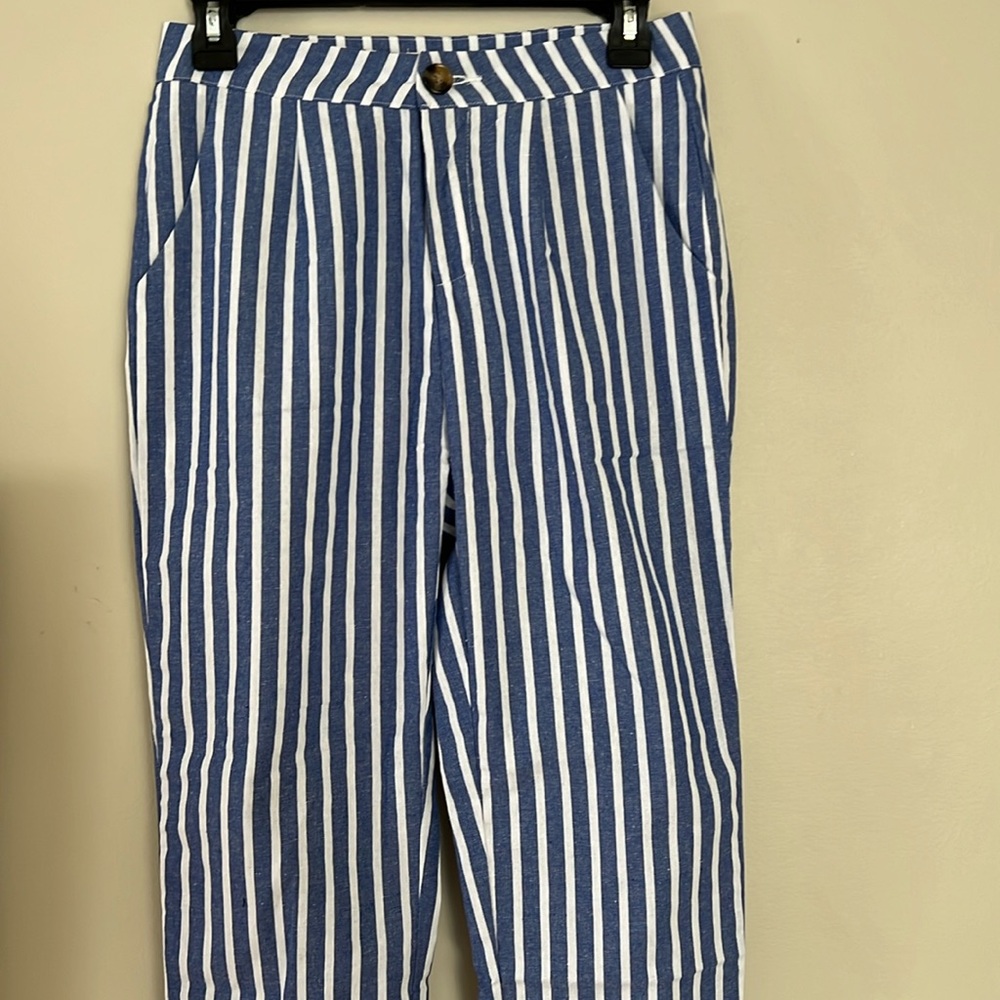 Beautiful white and blue striped pants! Brand new!